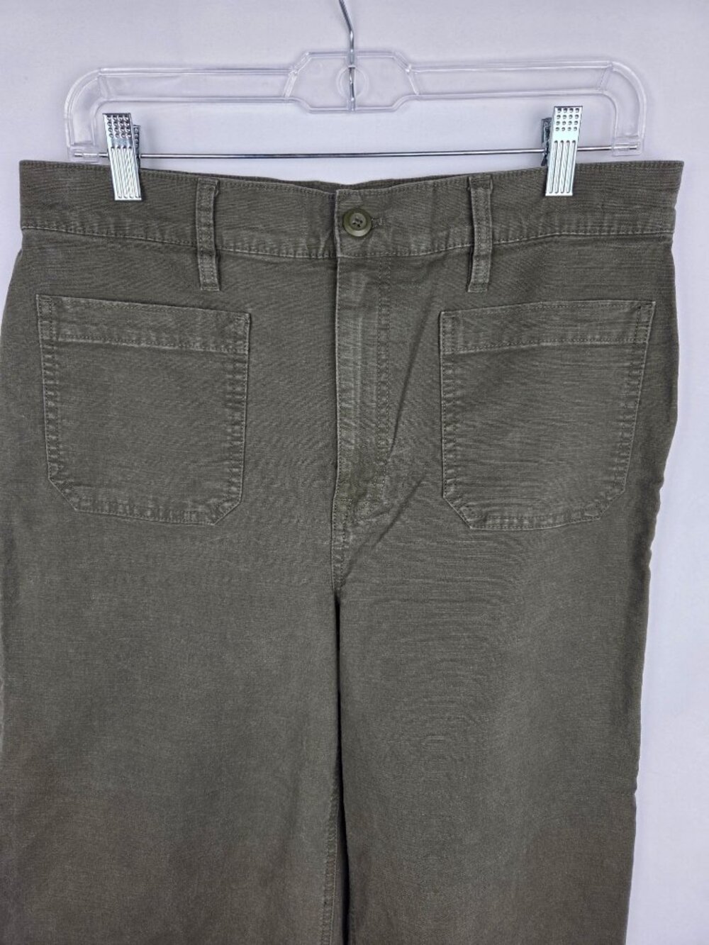 J.Crew Point Sur Wide Leg Crop Pants Sz 31 Olive Green Gorpcore Utility Boho EUC - Picture 3 of 12